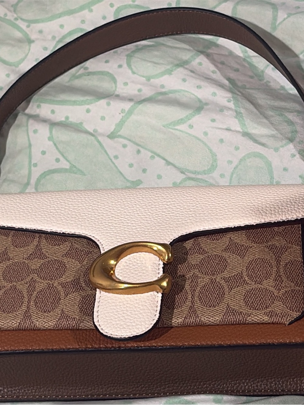 Coach Colorblock Shoulder Bag in Brown, Cream & Tan - Picture 3 of 5